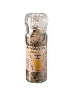 Namibisches Meersalz, Hibiscus & Ingwer, mit Gewürzmühle - 100 gr
