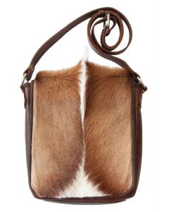 Messenger Naturleder Umh&auml;ngetasche mit Springbokfell - 28cm x 32cm